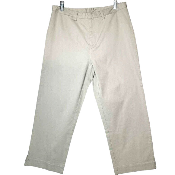 Lady Vesi Capri Pants Minimalist Women 8 High Rise Flat Front Stretch Beige - Picture 1 of 8